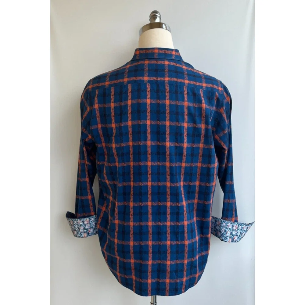 Robert Graham Green Paisley Blue Redish Orange Flowers Button Front Shirt sz XL - Picture 3 of 7